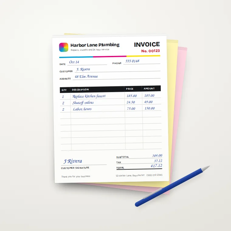 3 Part Carbonless NCR Forms