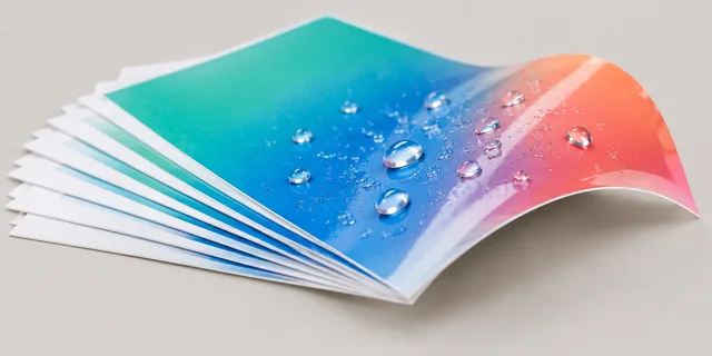 11 pt Waterproof Synthetic. Tear proof plastic film that wipes clean: for tables, patios and bars